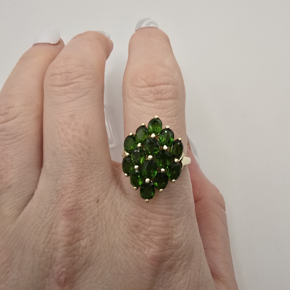 7 ctw Russian Diopside Ring in Vermeil Yellow Gold Over Sterling Silver Sz 10 - Picture 3 of 6